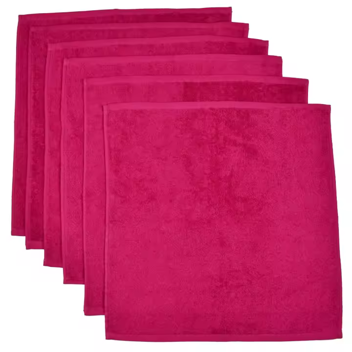 CASTMA GARANTIA DE ALTA CALIDAD - Set de 6 Paños de Cocina Rizo Modelo Basic Fucsia 50x50cm - Absorción Alta y Secado Rápido - 1