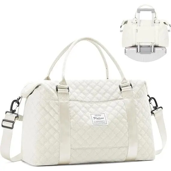 Bolsas de fin de Semana para Mujeres con bolsas de artículos de tocador, Bolsa de Lona de viaje con bolsos húmedy fundas para carritos, Bolsa de Transporte para pasar la noche, Bolsa de Lona Deportiva - 1