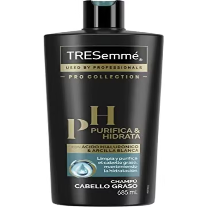 TRESemmé Champú Hidrata & Purifica para pelo graso con Ácido Hialurónico y Arcilla Blanca, limpia e hidrata 685ml - 1
