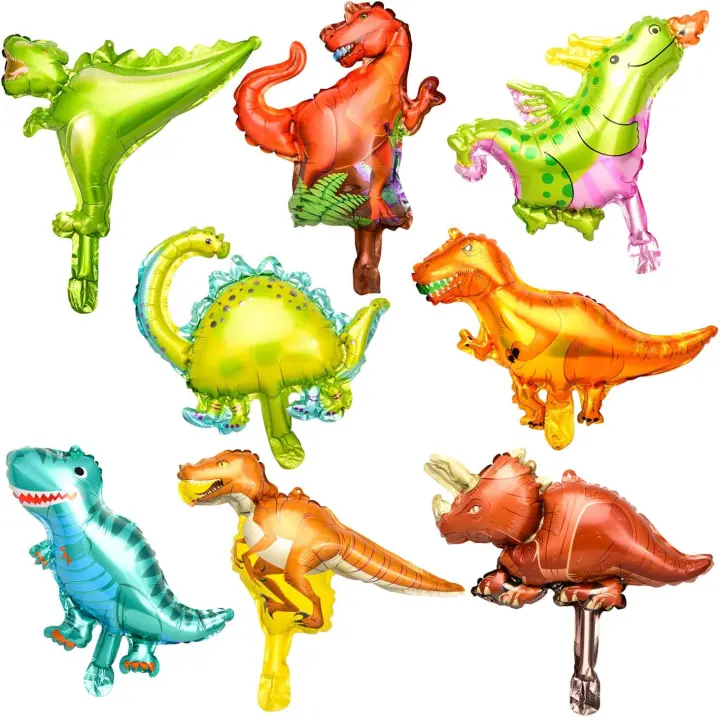 8 piezas de Globos de Aluminio de dinosaurio 3D, decoraciones para Fiestas de cumpleaños de dinosaurio, decoraciones para Fiestas de dinosaurio en la jungla - 1