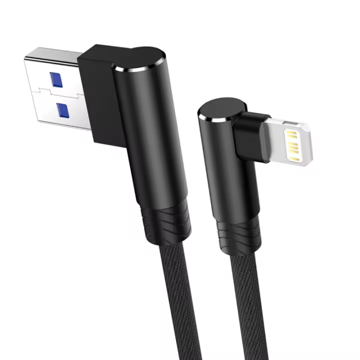 Cable De Carga USB De 90 Grados Para iPhone 14 13 12 11 Xs Max Xr X 8 7 6 plus 5 SE iPad Negro Rojo Azul Gris Blanco Longitud 1m 2m 3m - 1