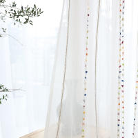 Cortina De Tules Nórdicas Coloridas Con Borlas Transparente Y Elegante Para Decoración De Sala De Estar Y Dormitorio Con Bolso De Percha - details 9