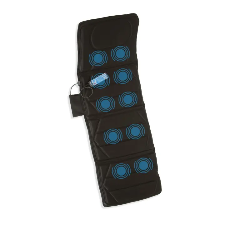 Colchón masajeador Jocca con 4 zonas: cuello, espalda, lumbares y muslos, 10 motores, 5 modos de masaje, intensidad ajustable y calor relajante. Plegable y ligero. Bolsa de transporte opcional. Medidas 165x60cm, potencia 14,4W. Ideal para casa o viaje - 1