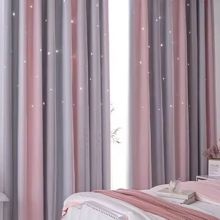 Cortinas Para Niños Con Estampado De Estrellas Plateadas Térmicas Y Blackout Para Dormitorio Con Ojales Antiguos Tratamiento De Ventana Moderno - 1