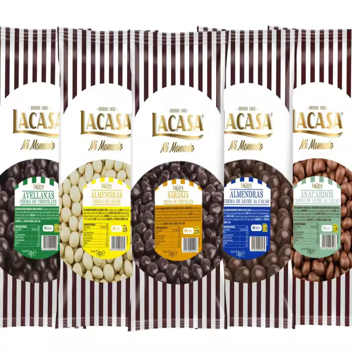Lacasa pack 5kg deliciosas bolas de frutos secos con chocolate: Almendra Leche,Almendra Blanco,Anacardo leche,Avellana Negro, naranja Negro - 1