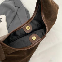 Bolso De Hombro Para Mujer Vintage Con Capa Mate Gran Capacidad Color Sólido Estilo Casual Retro Para Otoño Bolsa De Comercio - details 23