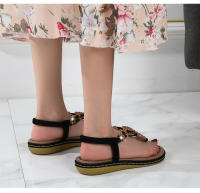 Zapatos de playa europeos y americanos para mujer, verano 2025. Zapatos casuales planos anchos con cuentas de madera tejidas. - details 9