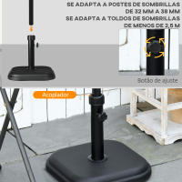 Outsunny Base de Sombrilla de Jardín Peso 11 kg Soporte para Parasol de Cemento para Mástil de Ø32-38 mm para Terraza Patio Exterior 36x36x31 cm Negro - details 4