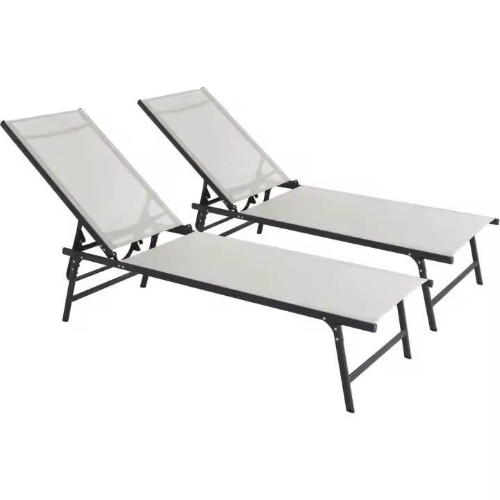 Habitat y Jardin - Juego de 2 tumbonas metálicas "Sublima" - 180 x 54 x 104 cm - Beige - 1