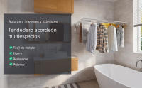 MARCTANI Tendedero Extensible Pared Acero Inoxidable - Tendederos Plegables Ahorra Espacio Interior o Exteriror - Tendal Plegable con 5 Barras 24 Pinzas - Tenderete de Ropa Fácil Instalación (100 CM) - details 5