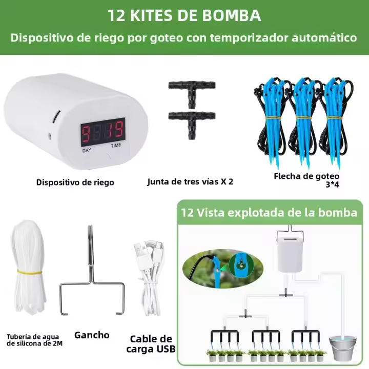 Kit De Riego Automático Para Plantas Y Flores Con Timer Y 2/4/8/16 Cabezas Dispositivo De Riego Por Goteo Para Jardín Herramienta De Hogar - 1