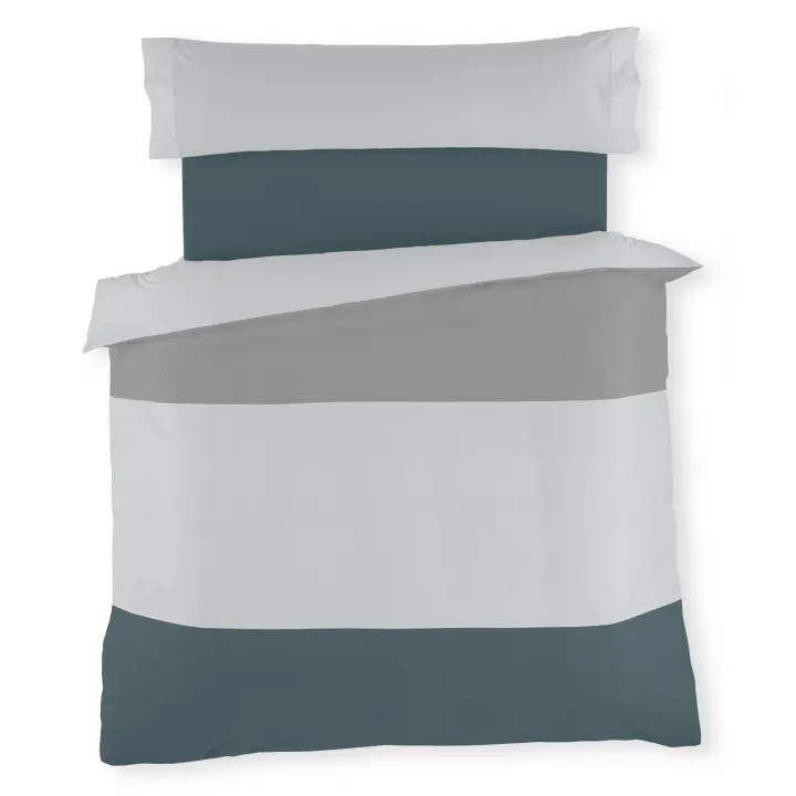 Dúo de funda nórdica tricolor - Plomo-Perla-Gris - Cama de 90 cm. - Fijalo - 1