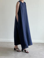 Vestido Largo Vintage De Algodón Y Lino Para Mujer REALEFT Sin Mangas Estilo Casual Suelto Con Cinturones Verano 2025 - details 23