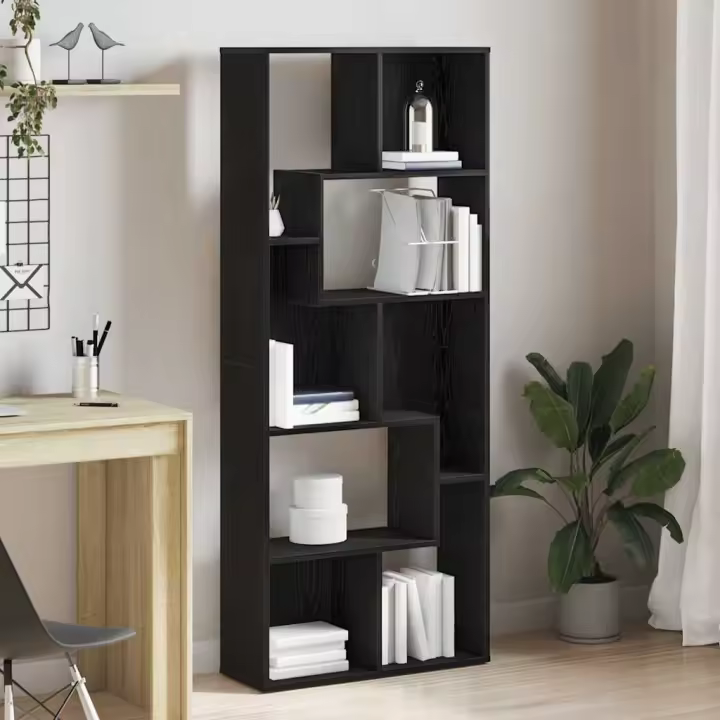 vidaXL Estantería de madera de ingeniería 67x24x161 cm en color Roble artisan/Madera antigua/Roble negro | almacenamiento funcional diseño moderno para baño dormitorio sala - 1
