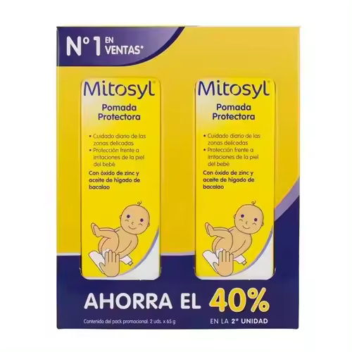 Mitosyl Pomada Protectora para Bebé - Protección E Hidratación de la Piel. Duplo 2 x 65 gr. - 1