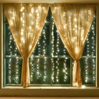 Luces De Cortina LED Con Control Remoto Y USB Para Decoración De Hogar Fiesta Boda Pared Ventana Halloween Navidad - details 14