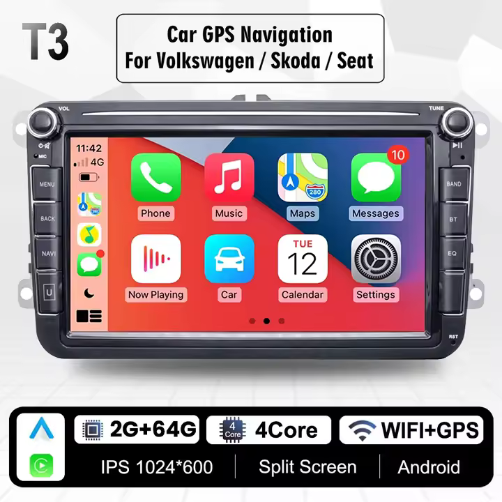 Reproductor Multimedia 2 Din para Volkswagen Golf 5 Transporter Volkswagen Passat B6 Polo Jetta Skoda Seat Android 13,0 Carplay Radio GPS para Coche - 1