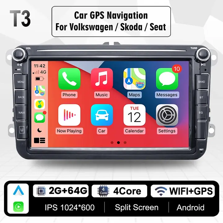 Reproductor Multimedia 2 Din para Volkswagen Golf 5 Transporter Volkswagen Passat B6 Polo Jetta Skoda Seat Android 13,0 Carplay Radio GPS para Coche - 1