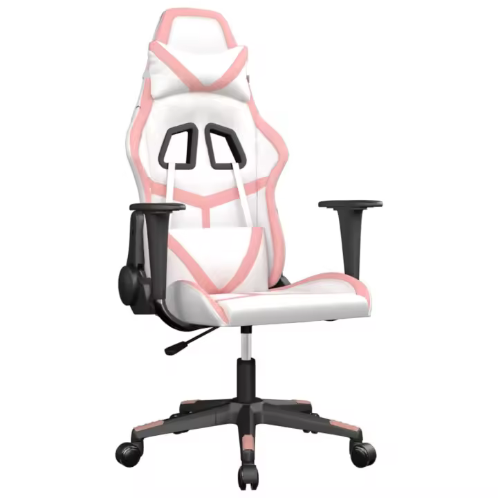 Silla Gaming Masaje Blanco Rosa Regulable con USB - 1