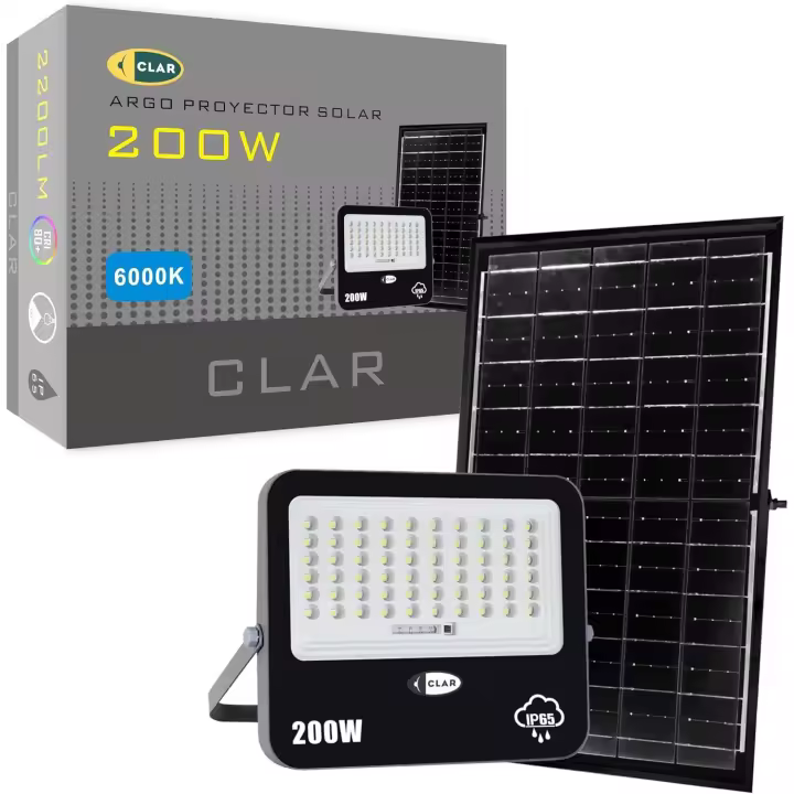 CLAR - Focos Led Exterior Solares, Luz Solar, Focos Solares Para Exterior, Foco Led Exterior Solar, Focos Solares Exterior, Luz Solar Exterior Potente, Lampara Solar Exterior Jardin, 200W (Pack 1) - 1