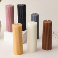 Molde De Vela Geométrico Y Rayado Fácil Desmoldado DIY Cilíndrico Con Tapa Plana De Acrílico Para Fabricación De Velas Suministros De Arte Decoración Del Hogar - details 7