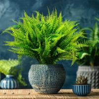 8pcs Plantas Artificiales De Ferne Persa Decoración De Habitaciones Interiores Y Jardines Falsas Hojas Verdes Ajustables Para Bodas Y Fiesta - details 2
