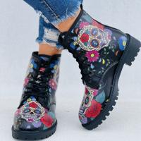 SP Nuevas Botas de trabajo con impresión 3D de tendencia de Calaveras con personalidad de otoño E Invierno, BOTAS Martin, BOTAS Cortas de mujer de talla Grande. - details 0