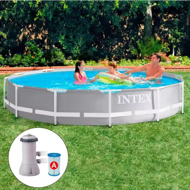 Piscina desmontable redonda Prism Frame Intex 6503L con depuradora 2006L/h +6A gris Ø366x76 cm - 1