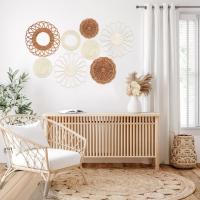 Juego de 8 cestas de mimbre decoración de pared cestas de ratán para decoración de pared decoración Bohemia para sala de estar o dormitorio (blanco) - details 3
