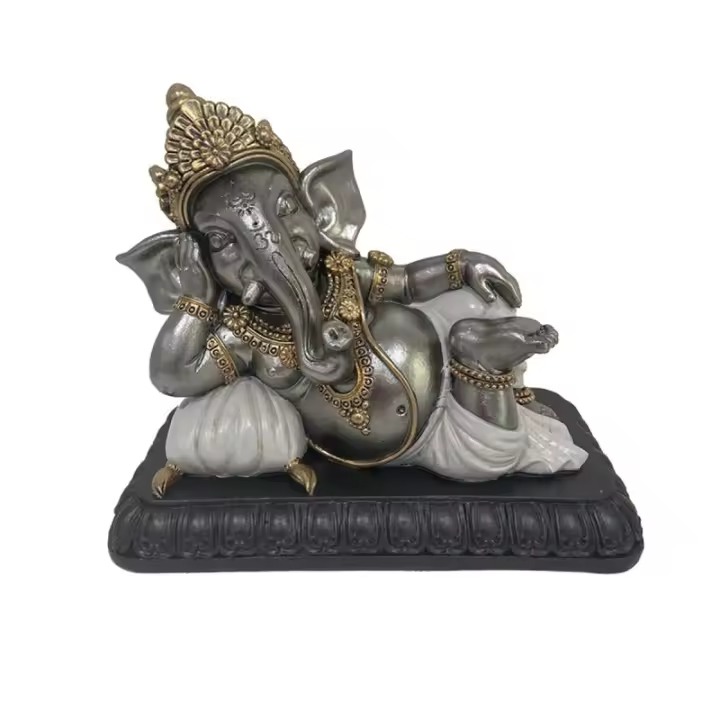 ORIGEN Home Decor Figura Ganesh Budas | Figura de Buda Plateado - 15x18x10cm 31443 - 1