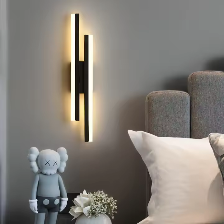 Lámpara de pared larga de lujo ligera, lámpara de noche para dormitorio, lámpara de pared de fondo de sala de estar de línea minimalista - 1
