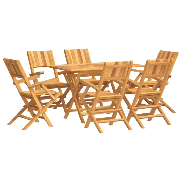 vidaXL Juego de comedor de jardín 7 piezas madera maciza de teca - 1