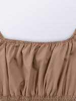 Vestido Largo Elegante De Verano Con Cuello Cuadrado Y Mangas Largas Para Damas De Honor Vestido De Mujer Con Borde Volante Y Cintura Alta - details 30