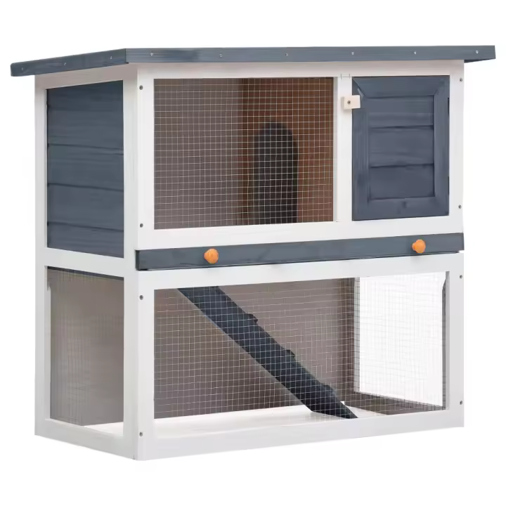 vidaXL Conejera de Exterior Madera 1 Puerta Casa de Conejos Jaula de Mascotas Color Gris,  Marrón,  Rojo y mas - 1