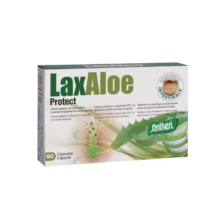 Santiveri Laxaloe Protect 60 capsulas cáscara sagrada y sen, que ayudan a mantener la regularidad intestinal - 1