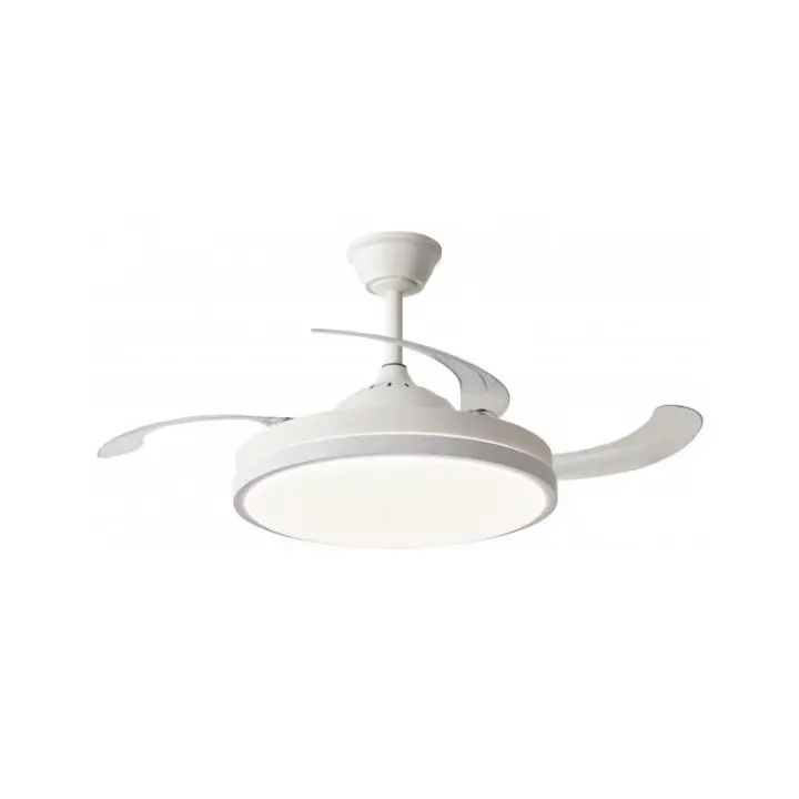 NARVI Ventilador de techo color blanco,  3 Palas retráctiles,Motor DC, Luz LED  Intensidad y Color Regulable ,  con Memoria y Mando a distancia. REF. EDIMBURGO 1854 WH - 1