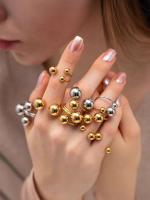 Anillo Ajustable De Acero Inoxidable Con Bola Doble Para Mujer Y Hombre Color Oro Moda Joyería De Decompresión Regalos - details 0