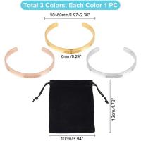 3pcs Pulsera De Acero Inoxidable Ajustable Ovalada De 60mm Con Grosores Para Inlay 3 Colores Blank Bracelet Simple Para Joyería - details 2