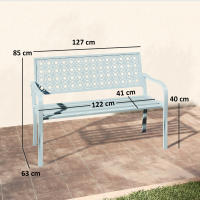 Banco de Jardín de 2 plazas, Banco de Jardín con respaldo y reposabrazos, Banco de Parque para 240 kg, Banco de balcón, Jardín, 127x63x85 cm, azul - details 6