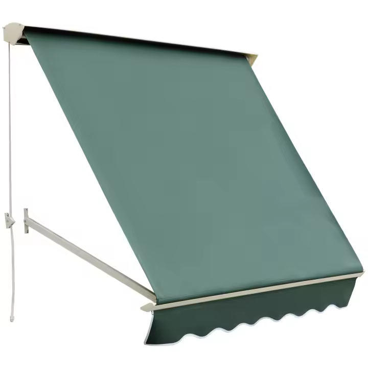 Outsunny Toldo de Ventana Toldo Manual de Aluminio Retráctil para Exterior Toldo de Balcón Ángulo Ajustable Impermeable Tela de Poliéster 180x70cm - 1