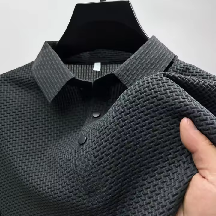 Camiseta De Polo Corta Para Hombre Verano Motocicleta Seda Helada Transpirable Moda Negocios Marca Ropa Sin Capucha Material Poliéster Y Algodón - 1