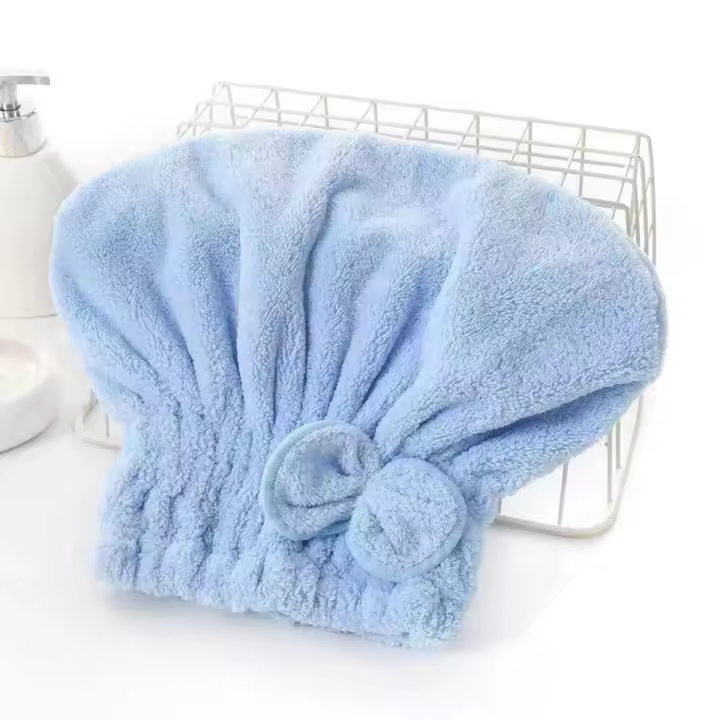 Toalla De Secado De Pelo De Microfibra Con Lazo Cubrecabezas Para Pelo Largo Y Rizado Regalo Turbanal Baño - 1