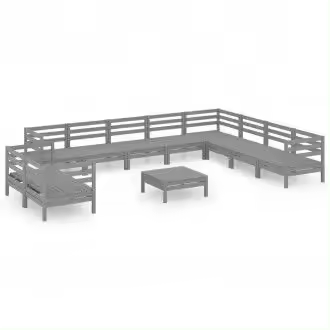 VIDAXL 3083201 conjunto de muebles de exterior 12 piezas madera palet de pino de color gris - 1