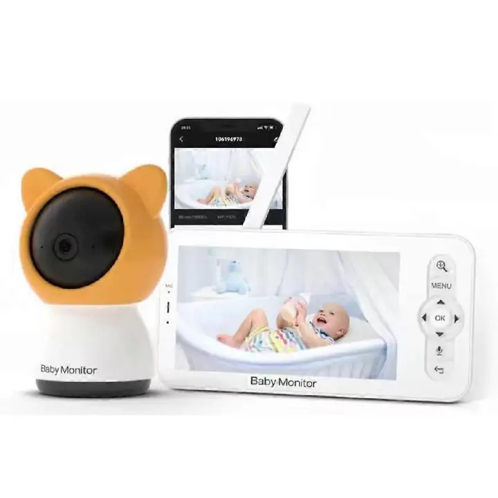Monitor de Bebe de 5 "Con Cámara y audio, Visión Nocturna, recordatory de Alimentación, conversación de 2 Vías, temperature, 8 Lullabies - 1