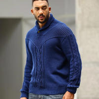 Suéter De Punto Para Hombre Invierno Cuello En V Casual Con Botones Color Sólido Ternura De Lana Suave Estilo Clásico Pullover De Ochenta Y Seis Piezas - details 4