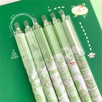 6 Piezas De Bolígrafos De Plástico 0.5mm Negros Con Diseño De Rana Lindo Suministros Escolares Kawaii Para Escritura - details 2