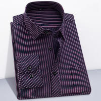 Camisa De Algodón Para Hombre Con Mangas Largas Y Rayas Estilo Casual Y Negocios En Rojo Gris Azul Naranja Tallas S a 9XL - details 12