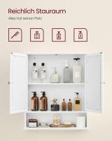 Mueble de lavabo y baño con 2 puertas de persiana, armario de pared con almacenamiento ajustable, 60x30x63 cm - details 3