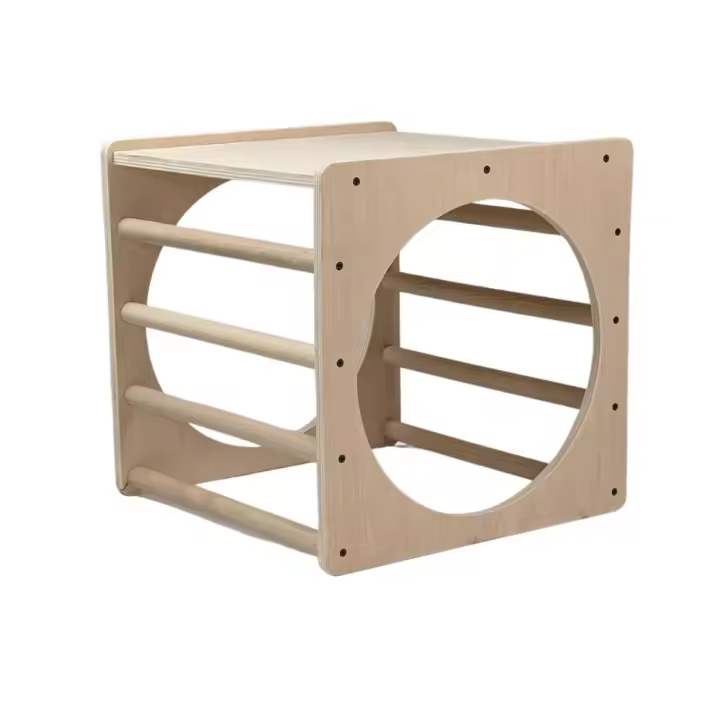 Nenitus Cubo Pikler, cubo de escalada, cubo Montessori, cubo de aprendizaje madera natural niños - 1
