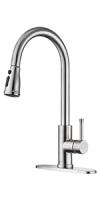 Kitchen Faucet with Pull Down Sprayer Brushed Nickel Stainless Steel Single Handle Modern Kitchen Sink Faucet with Deck Plate - details 8